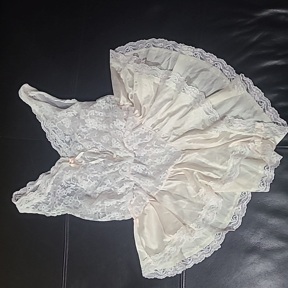 Vintage Tosca Lingerie of California pale pink babydoll teddie, size medium